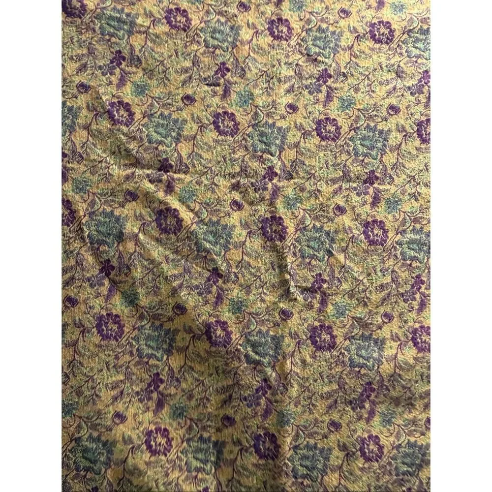 Crate and Barrel Tapestry Tablecloth 126” X66” Warm Fall Floral Colors W/ Fringe